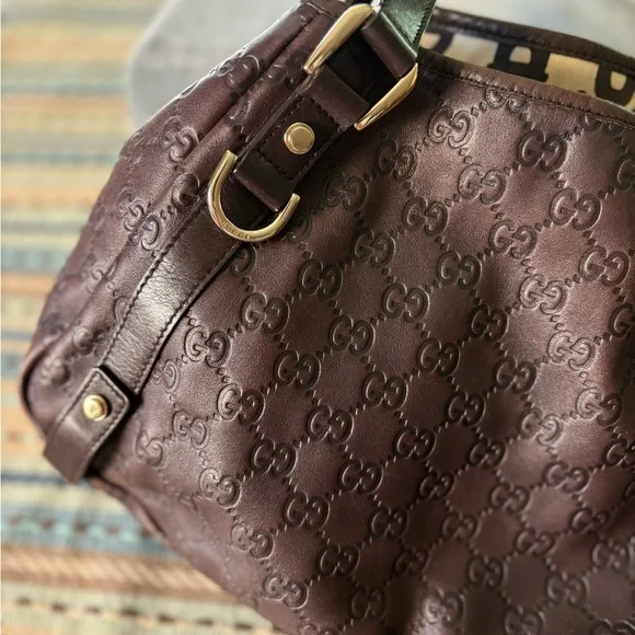 GUCCI 🤎☀️🤎 Authentic Abbey Guccissima Diagonal GG Hobo - Picture 3 of 16